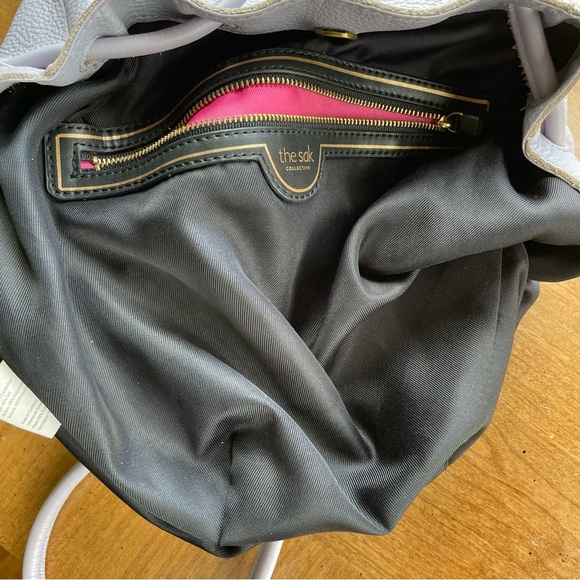 The Sak Pebble Leather Shoulder Bag with Gold Tone Stud Accents in Lavender - Picture 6 of 15